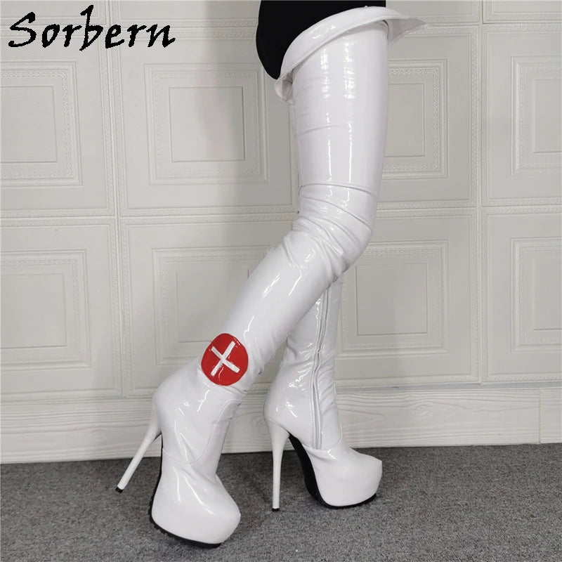 Sorbern Botas Ajustadas De Enfermera Para Mujer Blancas