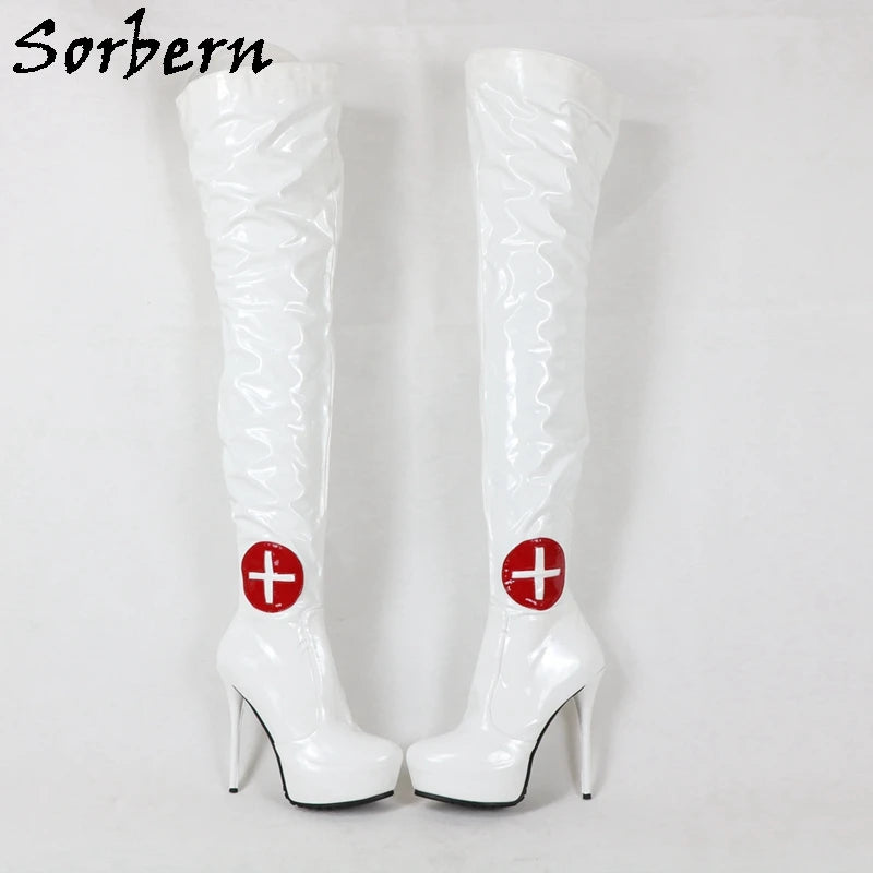 Sorbern Botas Ajustadas De Enfermera Para Mujer Blancas