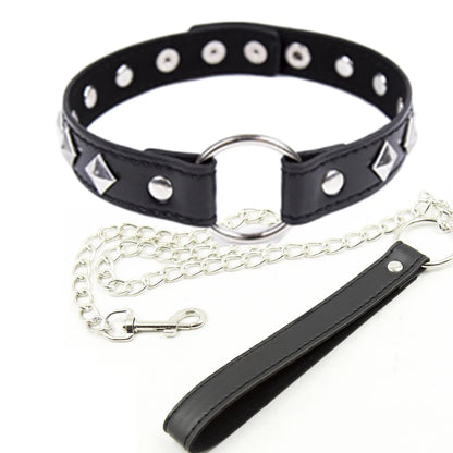 Collar BDSM de Bondage Fetiche para Adultos, Cadena de Acero, Juguete Sexual Erótico para Esclavos