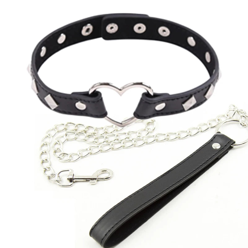 Collar BDSM de Bondage Fetiche para Adultos, Cadena de Acero, Juguete Sexual Erótico para Esclavos