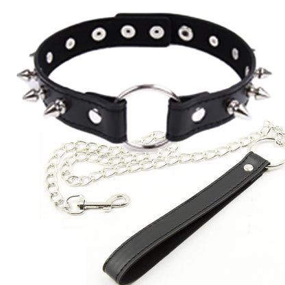 Collar BDSM de Bondage Fetiche para Adultos, Cadena de Acero, Juguete Sexual Erótico para Esclavos