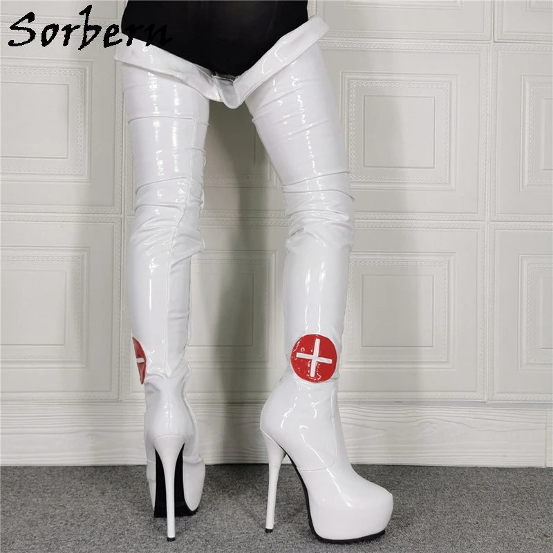 Sorbern Botas Ajustadas De Enfermera Para Mujer Blancas