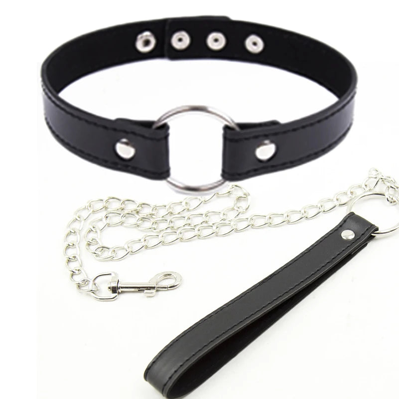 Collar BDSM de Bondage Fetiche para Adultos, Cadena de Acero, Juguete Sexual Erótico para Esclavos