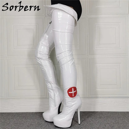 Sorbern Botas Ajustadas De Enfermera Para Mujer Blancas