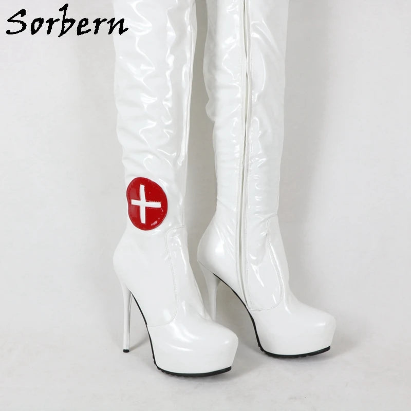 Sorbern Botas Ajustadas De Enfermera Para Mujer Blancas