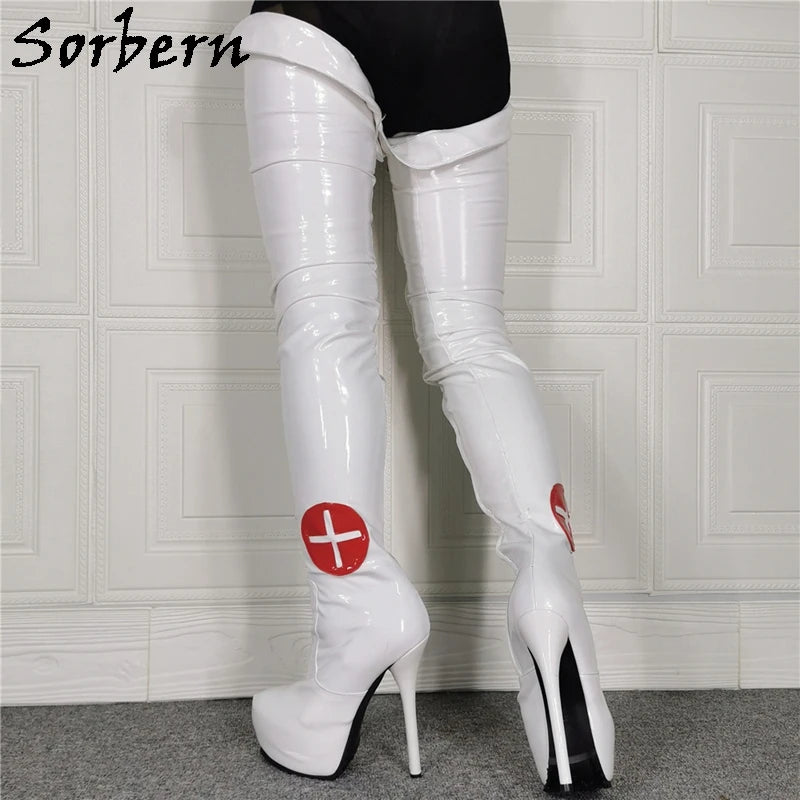 Sorbern Botas Ajustadas De Enfermera Para Mujer Blancas