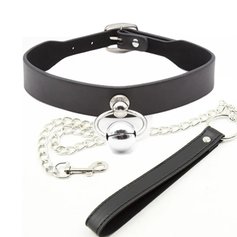 Collar BDSM de Bondage Fetiche para Adultos, Cadena de Acero, Juguete Sexual Erótico para Esclavos