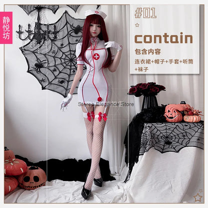 Disfraz De Enfermera Ahuecado Para Mujer Sexy Halloween