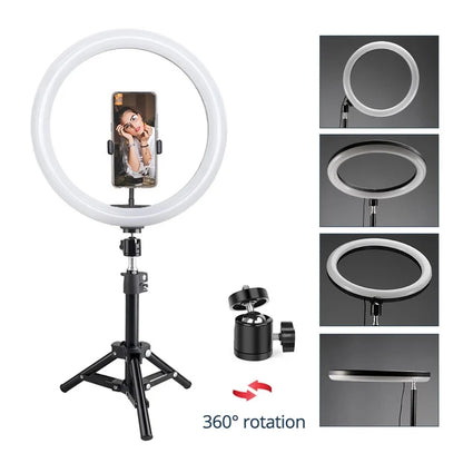 Anillo De Luz LED Para Selfie 10 12 Soporte Y Trípode 50cm