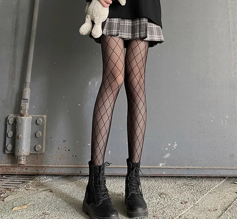 Sanrio Kuromi Medias de Red de Pesca para Estudiantes Sexy