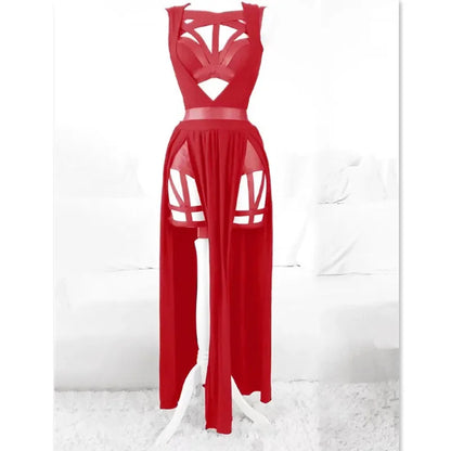 Conjunto de 3 Piezas para Mujer Vendaje Rojo Ahuecado Elegante