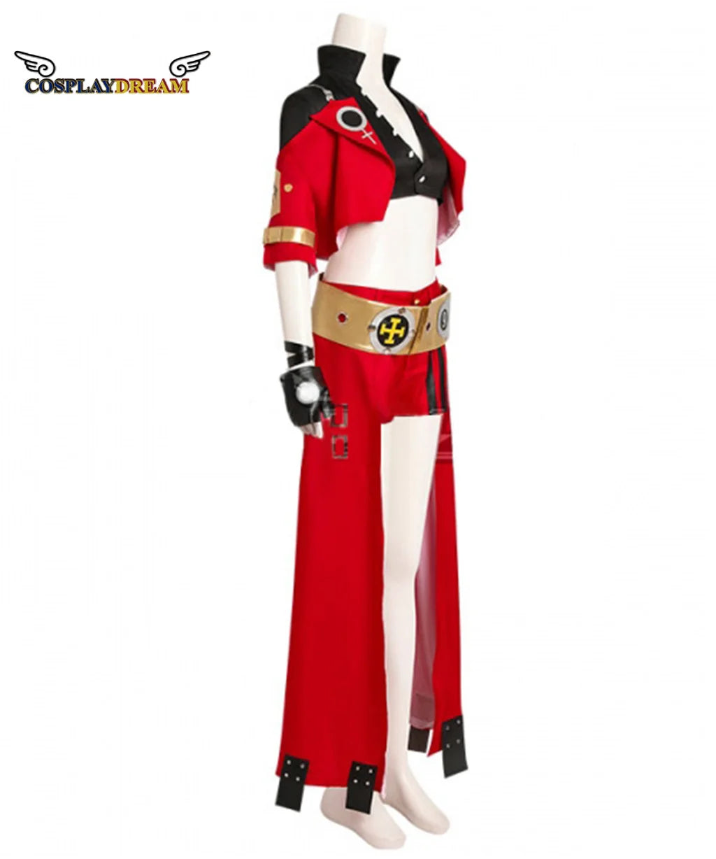 Traje de Cosplay de Game Guilty Gear Uniforme Rojo Sexy