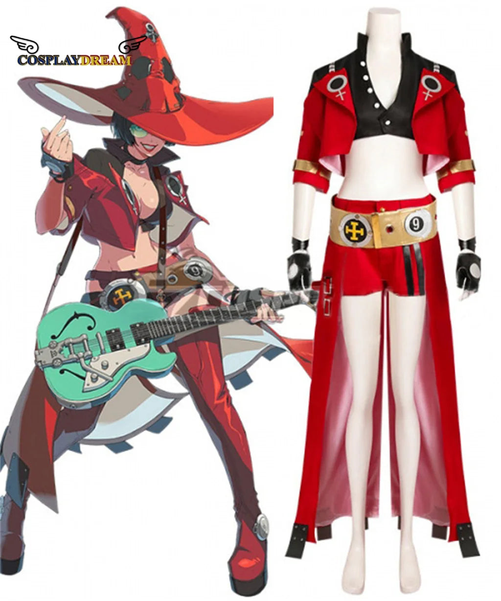 Traje de Cosplay de Game Guilty Gear Uniforme Rojo Sexy