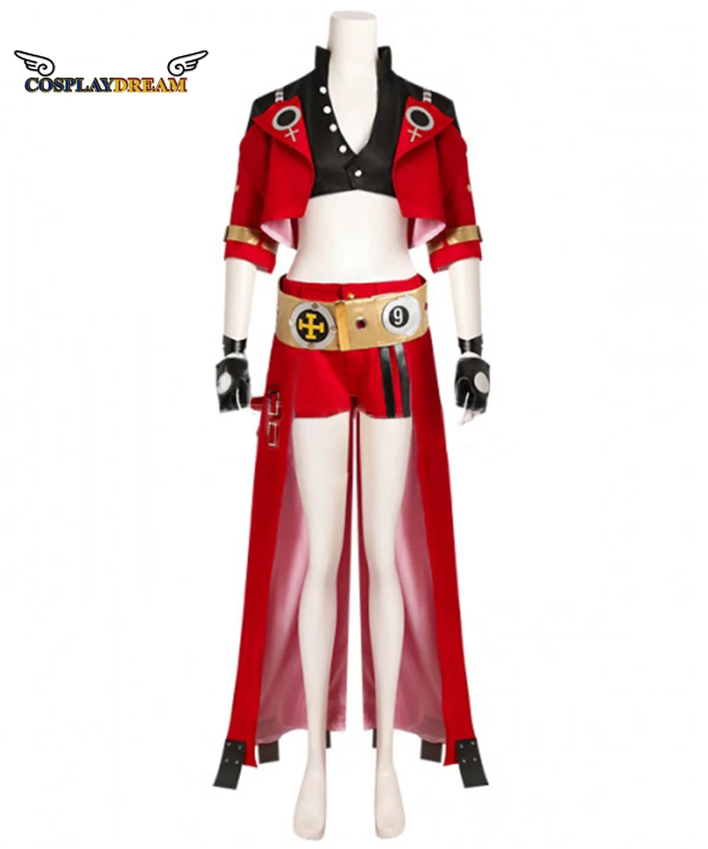 Traje de Cosplay de Game Guilty Gear Uniforme Rojo Sexy