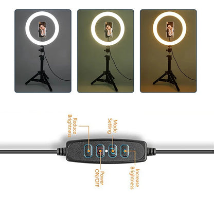 Anillo De Luz LED Para Selfie 10 12 Soporte Y Trípode 50cm